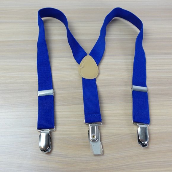 Suspender Boy Blue Clip On Y Back Adjustable Strap Stretch‎ Classic Royal - Picture 1 of 7
